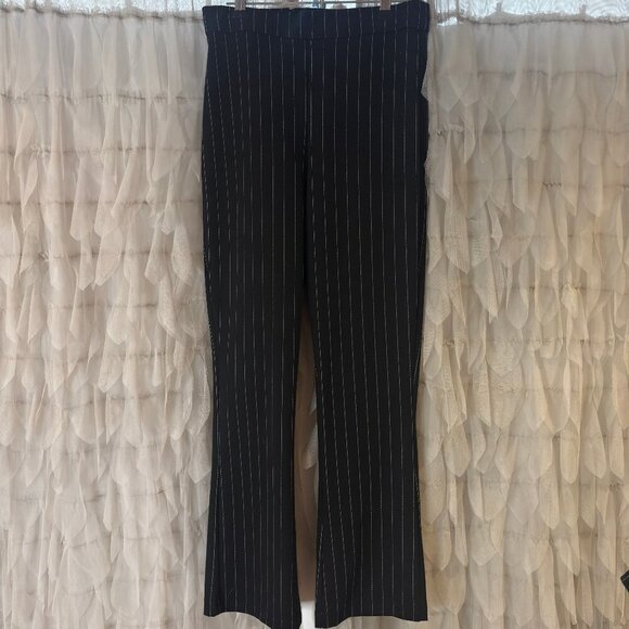 Hollister Black Pinstripe Straight-Leg Pants | Women’s Small - Picture 2 of 3